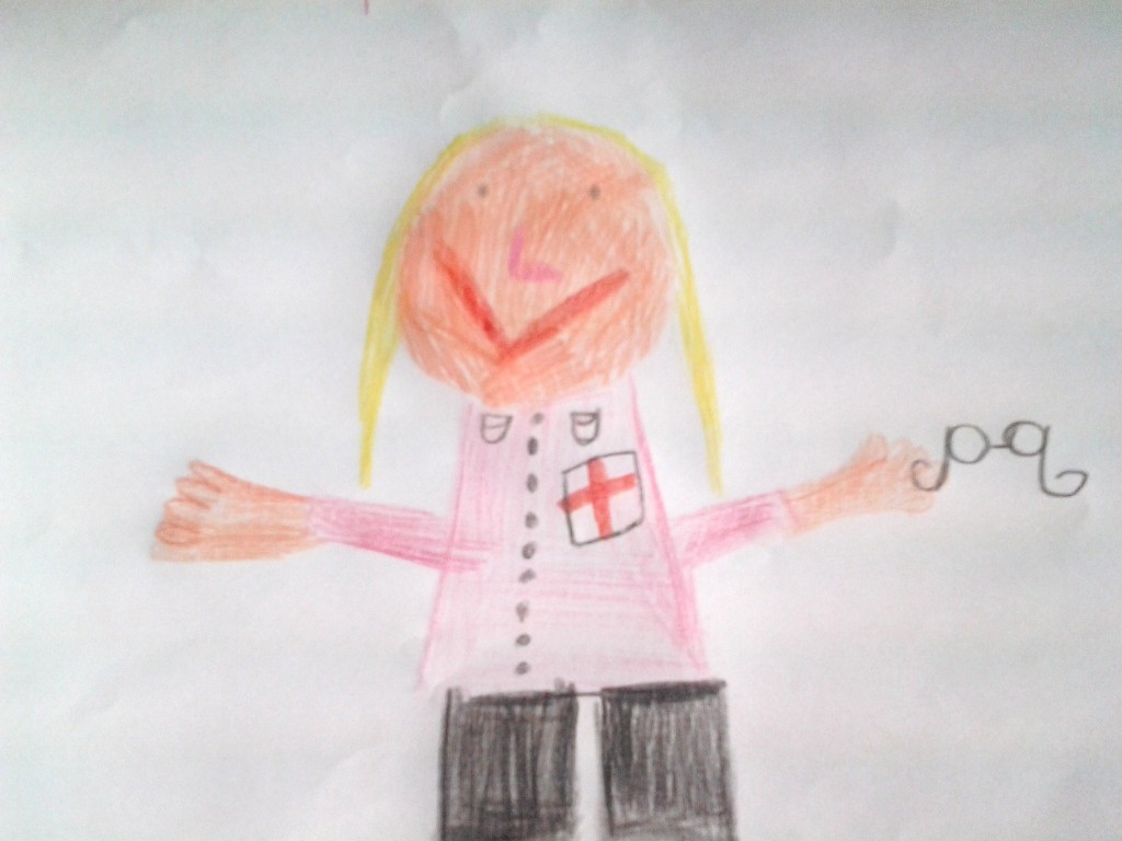 Rysunek małej pacjentki Karolinki dla pani doktor Soneckiej